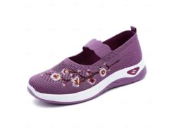 Women's Purple Embroidered Slip-On Sneakers - Breathable and Comfortable Casual Shoes for Everyday Wear 2025 - TheIslandCowGirl