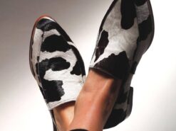 Women's Cowhide Pattern Faux Leather Loafers – Stylish Black & White Slip-On Flats for Casual and Office Wear 2025 - TheIslandCowGirl