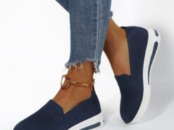 Women's Navy Blue Slip-On Walking Shoes - Breathable Mesh Comfort Sneakers for Casual, Travel, and Everyday Wear 2025 - TheIslandCowGirl