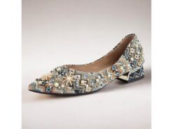 Women's Embellished Jacquard Fabric Low-Heel Pumps - Vintage-Inspired Design with Pearl and Crystal Accents 2025 - TheIslandCowGirl