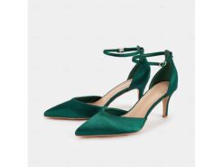 Women's Emerald Green Satin Ankle Strap Heels - Elegant Pointed-Toe Stiletto for Parties, Weddings, and Special Occasions 2025 - TheIslandCowGirl