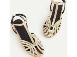 Women's Gold Strappy Flat Sandals with Ankle Strap, Elegant Summer Shoes for Weddings, Parties, and Casual Wear 2025 - TheIslandCowGirl