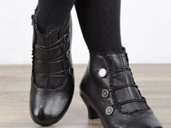 Women's Victorian Black Lace-Trimmed Button Ankle Boots - Perfect for Vintage Themed Events and Casual Elegance 2025 - TheIslandCowGirl