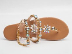 Women's Sandals Bling Bling Shoes Flat Sandals Sparkling Shoes Daily Beach Summer Sparkling Glitter Flat Heel Open Toe Elegant Casual Minimalism Faux - TheIslandCowGirl