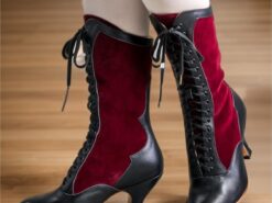 Women's Vintage Victorian Lace-Up Boots - Red and Black Gothic Steampunk Heeled Boots for Cosplay, Costumes, and Christmas Occasions 2025 - TheIslandCowGirl