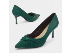 Elegant Women's Pointed Toe Green Kitten Heels with Twist Knot Detail - Perfect for Office, Formal Events, and Party Wear 2025 - TheIslandCowGirl
