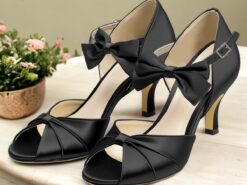 Women's Heels Wedding Shoes Dress Shoes Wedding Party Wedding Sandals Bowknot Kitten Heel Stiletto Round Toe Peep Toe Elegant Satin Black White Dark P - TheIslandCowGirl