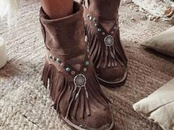 Women's Boho Fringe Ankle Boots with Dreamcatcher Charm, Perfect for Festival Wear and Casual Outfits 2025 - TheIslandCowGirl