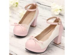 Women's Vintage Two-Tone Chunky Heels with Ankle Strap and Bow Detail – Retro Style Shoes for Special Occasions 2025 - TheIslandCowGirl