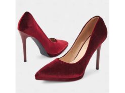 Women's Burgundy Velvet Pumps with Stiletto Heel and Pointed Toe - Ideal for Weddings and Special Occasions 2025 - TheIslandCowGirl
