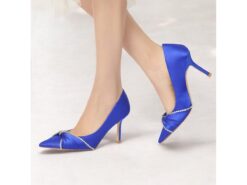 Women's Satin Pointed Toe Heels with Rhinestone Trim – Classic Formal Pumps for Evening and Special Events 2025 - TheIslandCowGirl