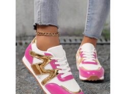 Women's Rose Pink Colorblock Athletic Sneakers with Mesh Design Accents - Stylish Casual Shoes for Running and Everyday Wear 2025 - TheIslandCowGirl