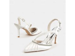 Women's Satin Slingback Pointed Toe Wedding Kitten Heel with Rhinestone Embellishments – Elegant Bridal 2025 - TheIslandCowGirl