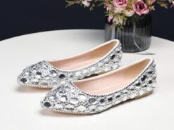 Women's Multi-Color Rhinestone Flat Shoes – Sparkling Pointed-Toe Flats for Weddings, Parties, or Evening Events 2025 - TheIslandCowGirl