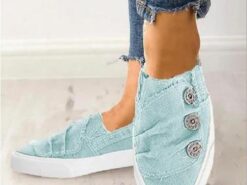 Casual Slip-On Canvas Sneakers for Women with Decorative Button Detail – Comfortable Everyday Footwear for Spring, Summer, and Relaxed Outings 2025 - TheIslandCowGirl