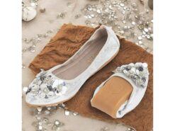Women's Floral Embellished Foldable Flats – Comfortable Sequin Decor Ballet Shoes for Wedding and Special Events 2025 - TheIslandCowGirl