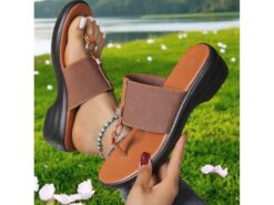 Women's Sandals Wedge Sandals Outdoor Slippers Daily Travel Mother's Day Contrast Color Wedge Round Toe Open Toe Vacation Casual Minimalism Faux Leath - TheIslandCowGirl
