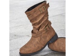 Women's Vintage Brown Slouchy Ankle Boots with Buckle Straps - Perfect for Casual Wear or Fall Fashion 2025 - TheIslandCowGirl