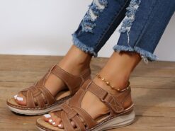Women's Brown Faux Leather Strap Sandals – Comfortable Open-Toe Casual Sandals with Cushioned Sole for Everyday Wear 2025 - TheIslandCowGirl