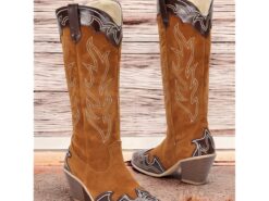 Women's Vintage Brown Suede Western Cowboy Boots with Embroidered Detailing - Perfect for Rodeo, Country Concerts, and Daily Wear 2025 - TheIslandCowGirl