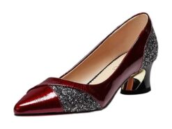 Women's Glitter-Accented Patent Faux Leather Block Heels – Elegant Pointed Toe Pumps for Formal Occasions 2025 - TheIslandCowGirl