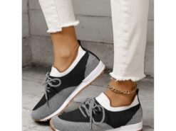 Women's Lightweight Knit Casual Sneakers – Breathable Lace-Up Athletic Shoes for Walking, Running, and Everyday Wear 2025 - TheIslandCowGirl