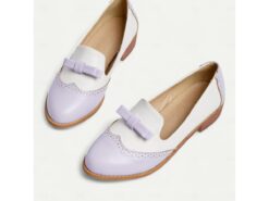 Women's Vintage Two-Tone Loafers with Bow Accent, Elegant Brogue Detailing, Comfortable Flat Shoes for Casual and Office Wear 2025 - TheIslandCowGirl