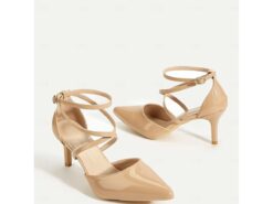 Elegant Beige Strappy Heels - Classic Patent Leather with Kitten Heel, Perfect for Weddings, Office Wear, and Evening Events 2025 - TheIslandCowGirl