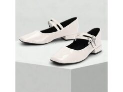 Women's Patent Leather Mary Jane Flats – Elegant White Square Toe Ballet Shoes with Double Straps for Casual and Formal Outfits 2025 - TheIslandCowGirl