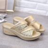 Women's Glitter Wedge Sandals - Gold Slip-On Platform Shoes with Comfortable Sole for Casual and Party Wear 2025 - TheIslandCowGirl