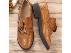 Women's Brown Loafers with Brogue Detailing, Fringe, and Tassel Accents – Classic Vintage-Inspired Footwear for Casual and Office Wear 2025 - TheIslandCowGirl