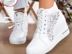 Women's Breathable Wedge Sneakers with Lace Panel – Comfortable Lace-Up High-Top Shoes for Casual Outings and Summer Wear 2025 - TheIslandCowGirl