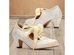 Women's Vintage Lace-Up Oxford Heels with Ribbon Laces and Floral Embroidery for Wedding and Formal Events 2025 - TheIslandCowGirl