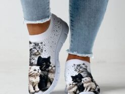 Women's Cute Cat Print Sneakers – Cozy Slip-On Shoes with Adorable Kitten Design for Everyday Casual Wear 2025 - TheIslandCowGirl