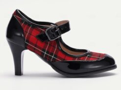 Women's Red Plaid Mary Jane Heels - Stylish Retro Shoes with Buckle Strap for Casual and Party Wear 2025 - TheIslandCowGirl