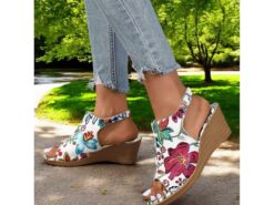 Floral Print Slingback Wedge Sandals for Women – Vibrant and Stylish Sandals for Outdoor Events, Ideal for Casual Summer Fashion 2025 - TheIslandCowGirl