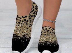 Women's Leopard Print Slip-On Sneakers - Casual Chunky Platform Shoes with Lightweight Sole for Daily Wear and Walking 2025 - TheIslandCowGirl