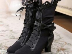 Women's Victorian Gothic Lace-Up Ankle Boots with Bow and Ruffle Trim – Gatsby-Inspired Elegant Boots for Cosplay, Costume Parties, and Vintage Fashio - TheIslandCowGirl