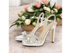 Silver Rhinestone-Embellished Stiletto Heel Wedding Sandals for Women – Elegant Open-Toe Bridal 2025 - TheIslandCowGirl