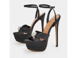 Women's Satin Platform Stiletto Heels – Rhinestone Embellished Open-Toe Wedding Shoes for Brides and Glamorous Events 2025 - TheIslandCowGirl