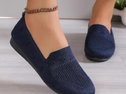 Women's Flats Slip-Ons Comfort Shoes Daily Solid Color Winter Flat Heel Round Toe Fashion Casual Comfort Walking Tissage Volant Loafer Dark Grey Black - TheIslandCowGirl