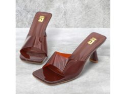 Women's Brown Transparent Square-Toe Slip-On Heeled Sandals – Modern Chic Mules for Parties, Casual Wear and Summer Outings 2025 - TheIslandCowGirl