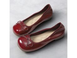 Women's Red Patent Leather Ballet Flats - Classic Round Toe Slip-On Shoes with Bow Detail for Casual and Office Wear 2025 - TheIslandCowGirl