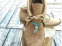 Women's Faux Leather Moccasin Ankle Boots with Feather and Bead Detail, Comfortable Slip-On Casual Shoes for Outdoor and Everyday Wear 2025 - TheIslandCowGirl