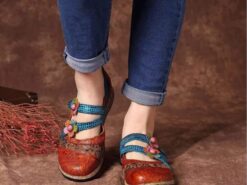 Women's Vintage Floral Faux Leather Shoes – Boho Style, Comfortable Floral Embellished Flats for Casual Wear 2025 - TheIslandCowGirl