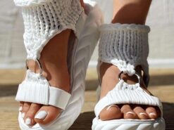 Women’s Chunky Knitted Platform Sandals – Fashionable Open-Toe Wedges with Ring Detail, Perfect for Summer and Casual Wear 2025 - TheIslandCowGirl