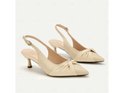 Women's Elegant Beige Slingback Heels with Bow Detail, Perfect for Formal Events 2025 - TheIslandCowGirl