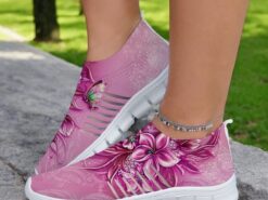 Floral Print Flyknit Sneakers with Breathable Upper, Lightweight Sole and Comfortable Fit for Casual Walks and Outdoor Activities 2025 - TheIslandCowGirl
