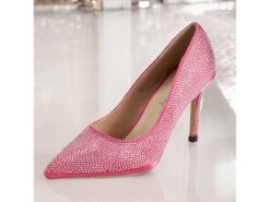 Women's Pink Rhinestone-Embellished Satin Stiletto Heels - Glamorous Pointed-Toe Pumps for Parties and Special Occasions 2025 - TheIslandCowGirl