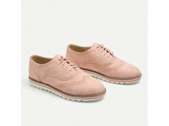 Women's Pink Suede Oxford Shoes with Brogue Detailing and Comfortable Sole - Perfect for Casual and Formal Wear 2025 - TheIslandCowGirl